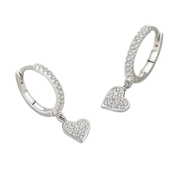 Argola de Prata 925 C/ Pingente Coração Cd. 8617