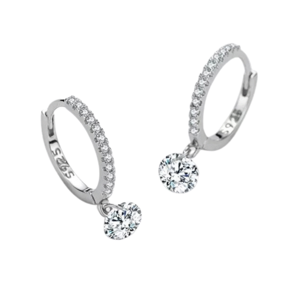 Argola de Prata 925, Pingente Ponto de Luz - Cd. 8648